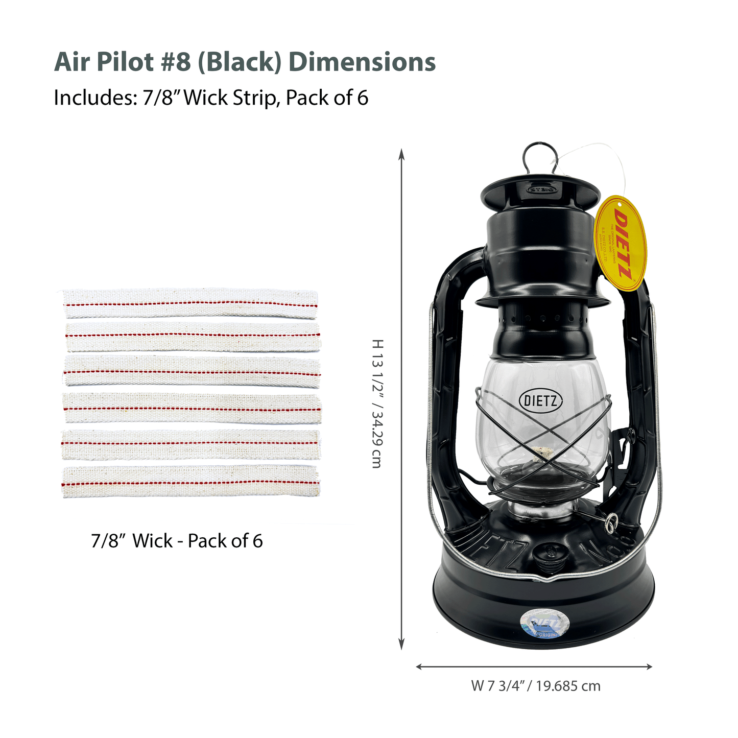 Light Of Mine - Dietz #08 Air Pilot Black Oil Lantern with Replacement Wick Strips (Black)