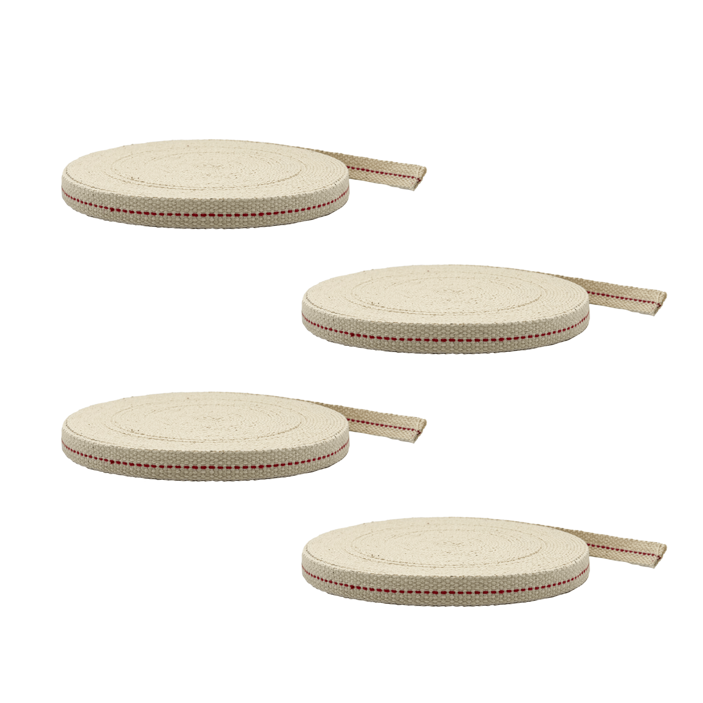 Light of Mine - 1/2" Inch 33' Foot, 100% Cotton Flat Wick - 4 Pack for Paraffin Oil, Kerosene Based Lanterns, and Oil Lamps with Genuine Red Stitch (1/2" - 33' Roll, 4pk)