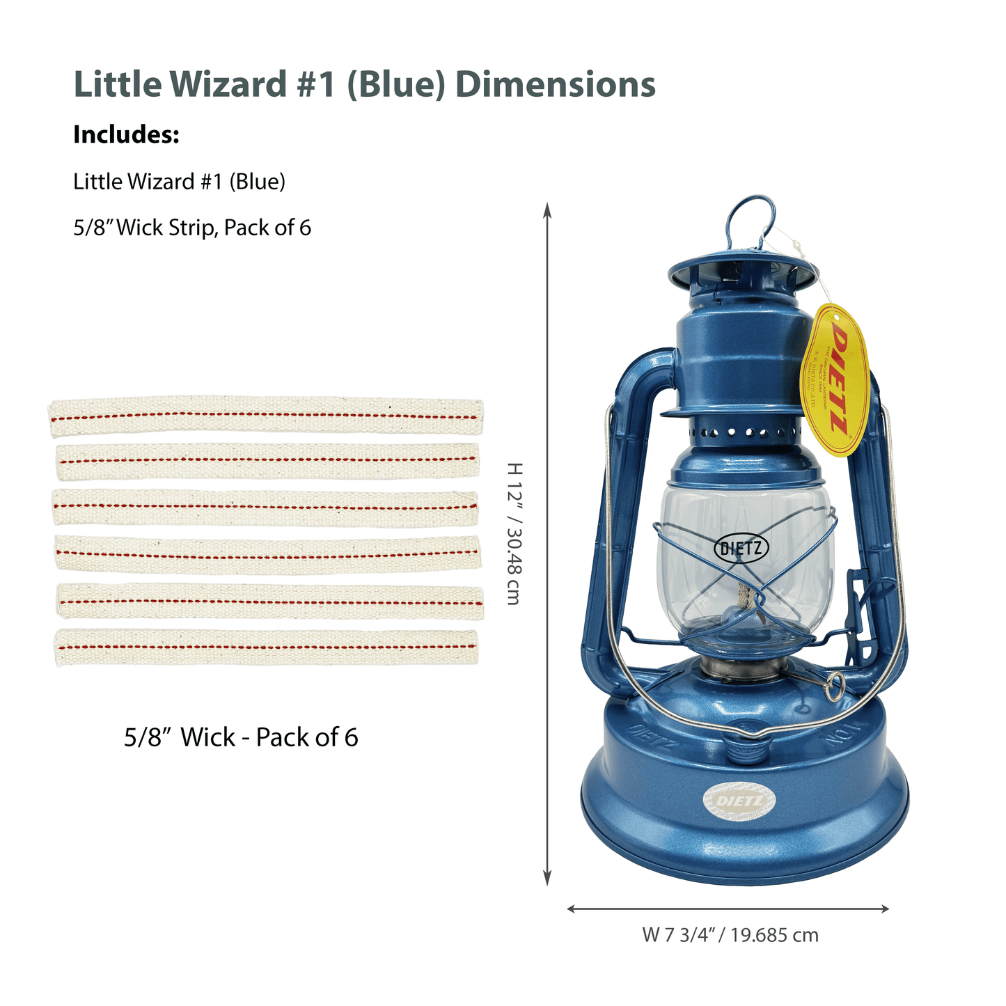 Light Of Mine - Dietz #01 Little Wizard Blue Oil Lantern with 5/8" Replacement Wick Strips (Blue)