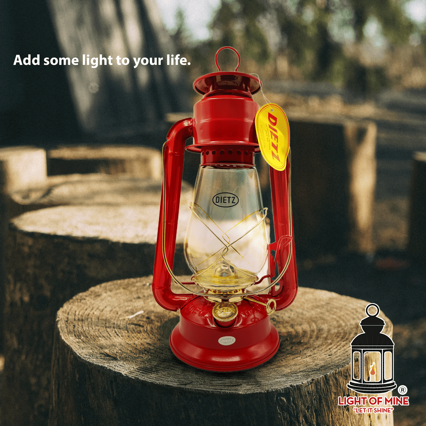 Light Of Mine - Dietz #20 Junior Red with Gold Trim Oil Lantern with 5/8" Replacement Wick Strips (Red w/ Gold Trim)