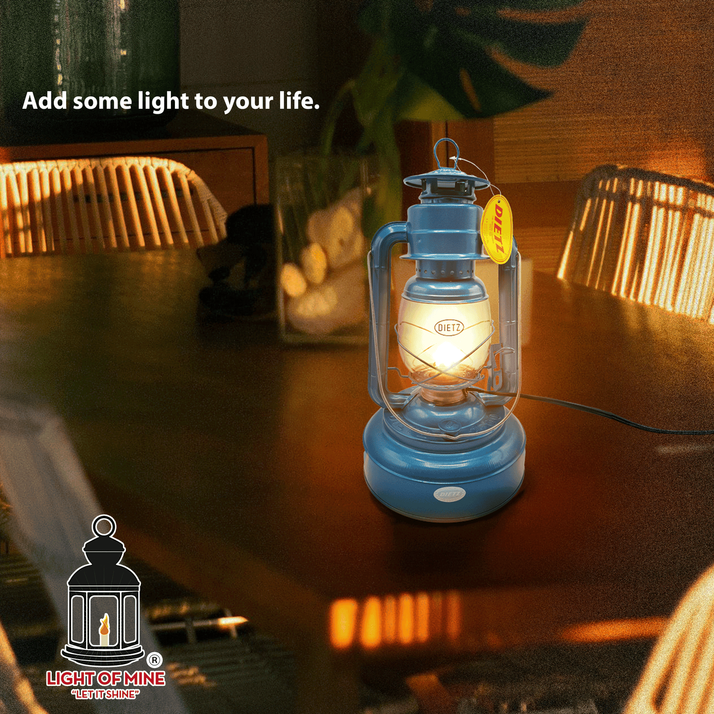 Light Of Mine - Dietz #2500 Jupiter Blue Oil Lantern with 7/8" Replacement Wick Strips and Conversion Kit for Electric Burner (Blue, Electric)