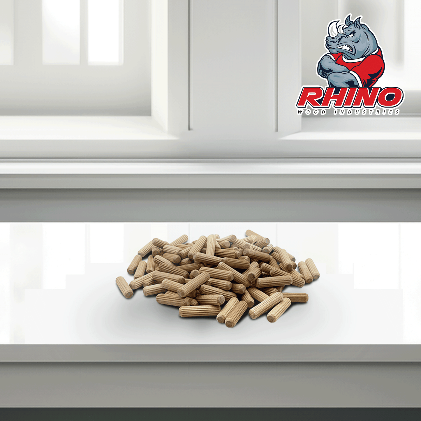 Rhino Wood Industries - 1/4" x 1" - 36 Pack Wooden Dowel Pins - Kiln Dried, Fluted, and Beveled (1/4" x 1", 36pk)