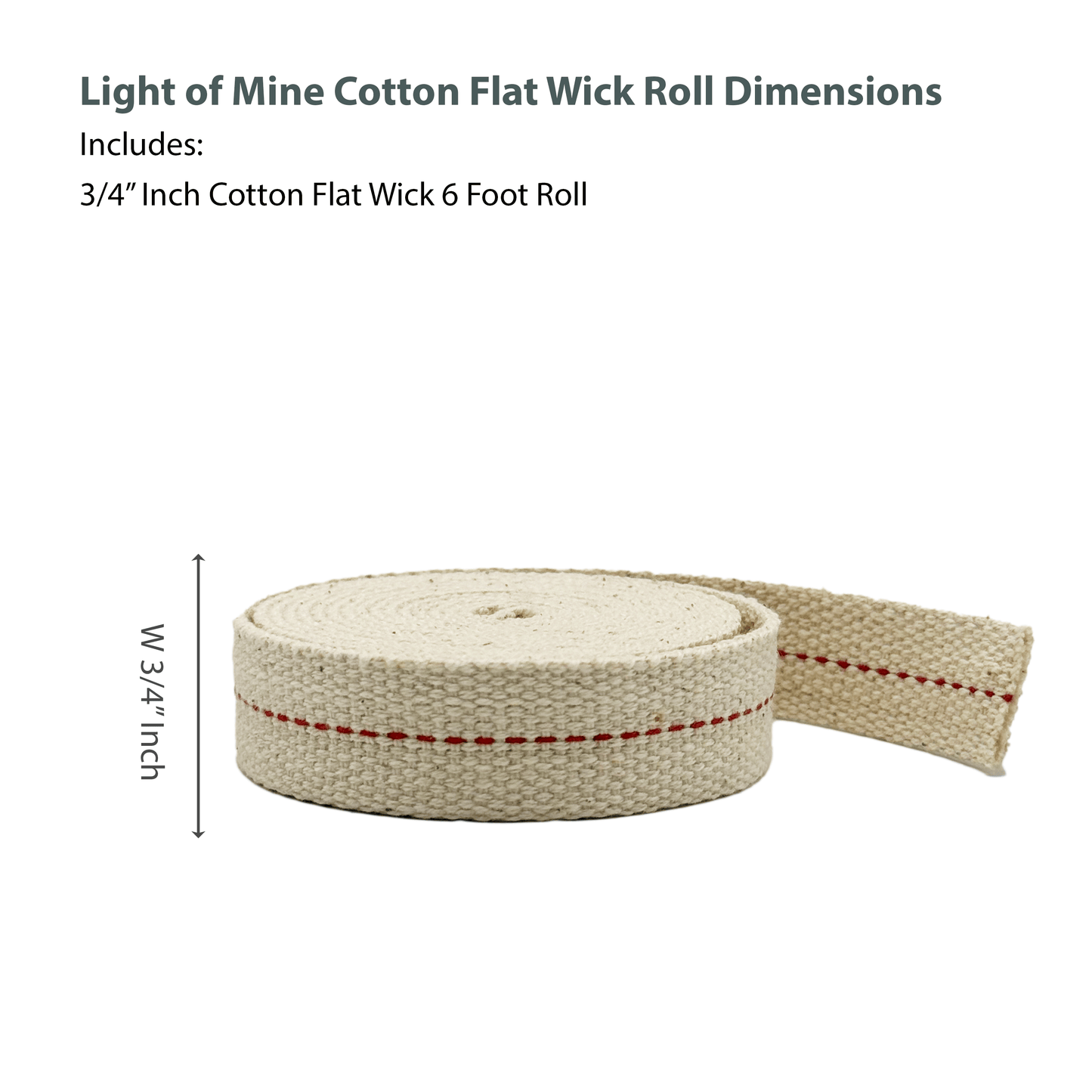 Light Of Mine 3/4" Inch 100% Cotton Flat Wick 6 Foot Roll for Oil Lamps