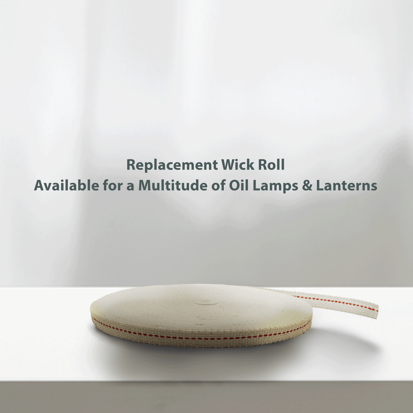 Light of Mine - 3/8" Inch 33' Foot, 100% Cotton Flat Wick - 6 Pack for Paraffin Oil, Kerosene Based Lanterns, and Oil Lamps with Genuine Red Stitch (3/8" - 33' Roll, 6pk)