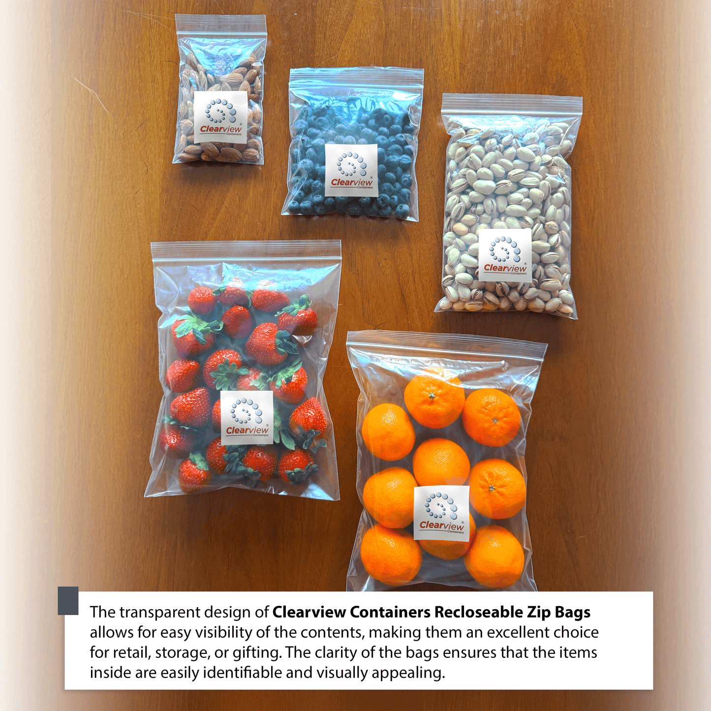 Clearview Containers - 50 Pack of 6" x 9" High Quality Recloseable Zip Bags