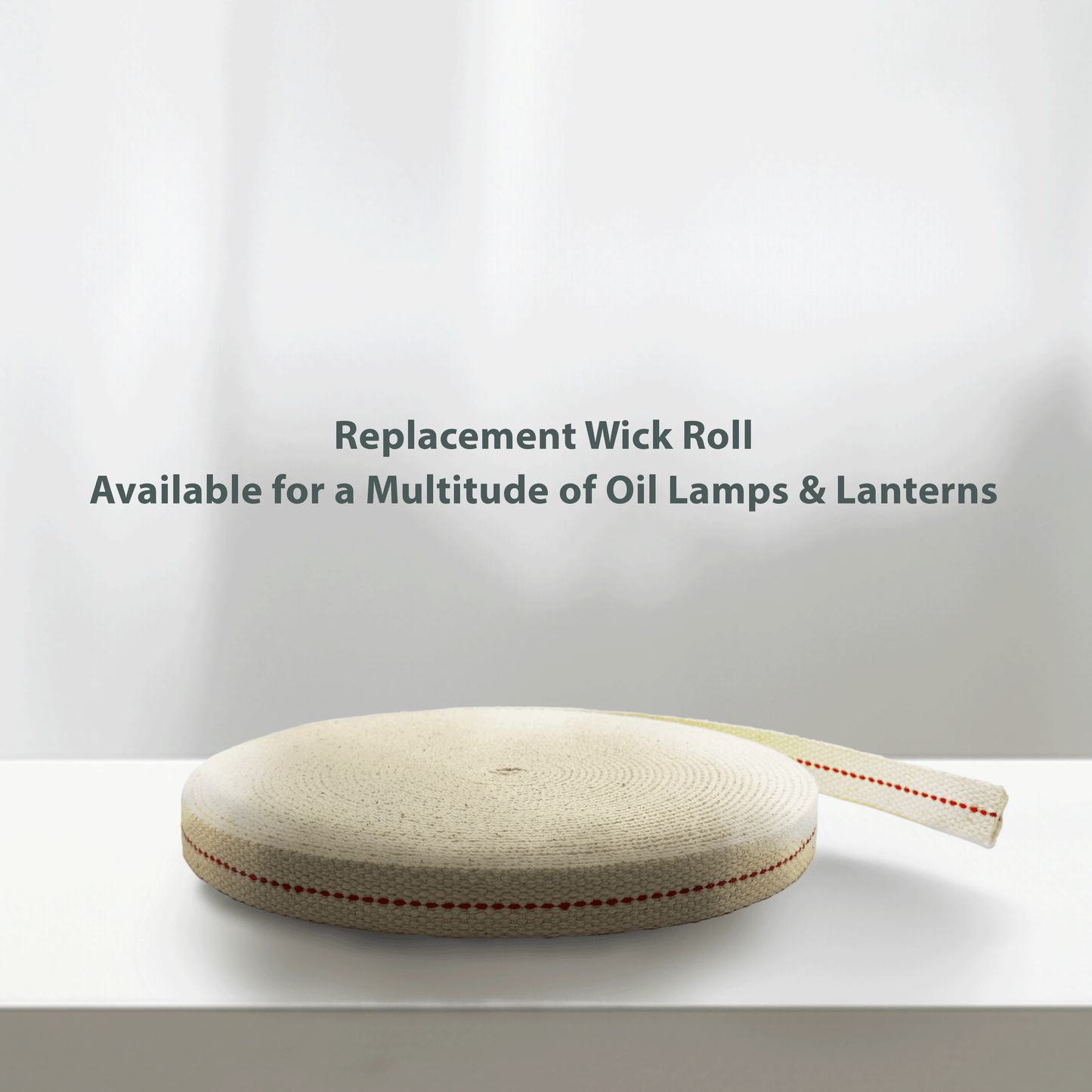 Light of Mine - 5/8" Inch 33' Foot, 100% Cotton Flat Wick - 6 Pack for Paraffin Oil, Kerosene Based Lanterns, and Oil Lamps with Genuine Red Stitch (5/8" - 33' Roll, 6pk)