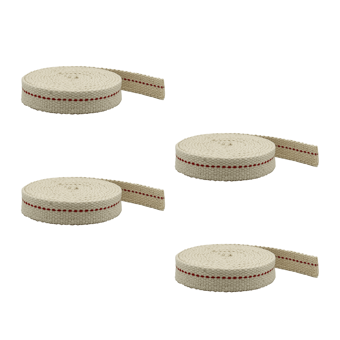 Light of Mine - 5/8" Inch 6' Foot, 100% Cotton Flat Wick - 4 Pack, for Paraffin Oil, Kerosene Based Lanterns, and Oil Lamps with Genuine Red Stitch (5/8" - 6' Roll, 4 Pack)