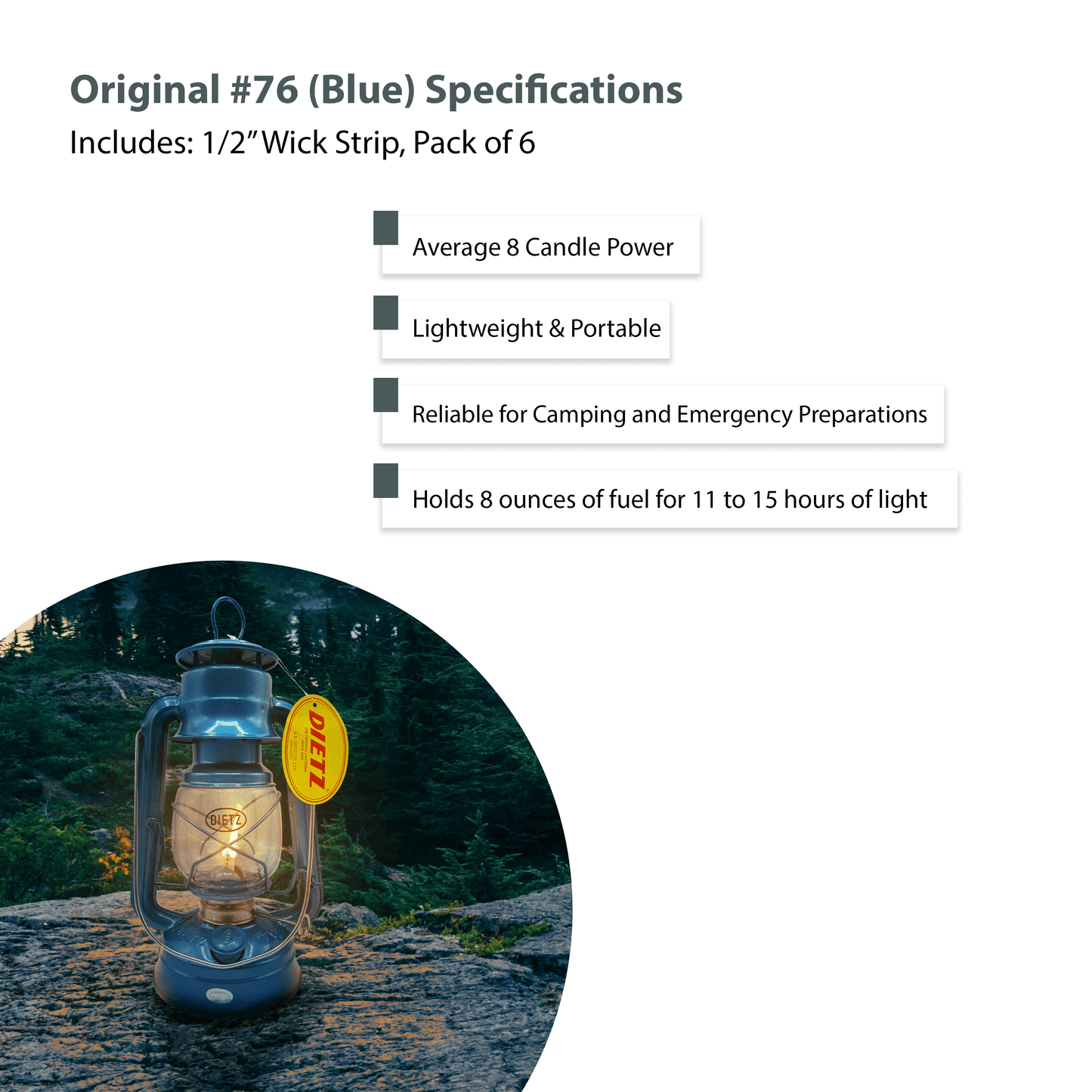 Light Of Mine - Dietz #76 Original Blue Oil Lantern with 1/2" Replacement Wick Strips (Blue)