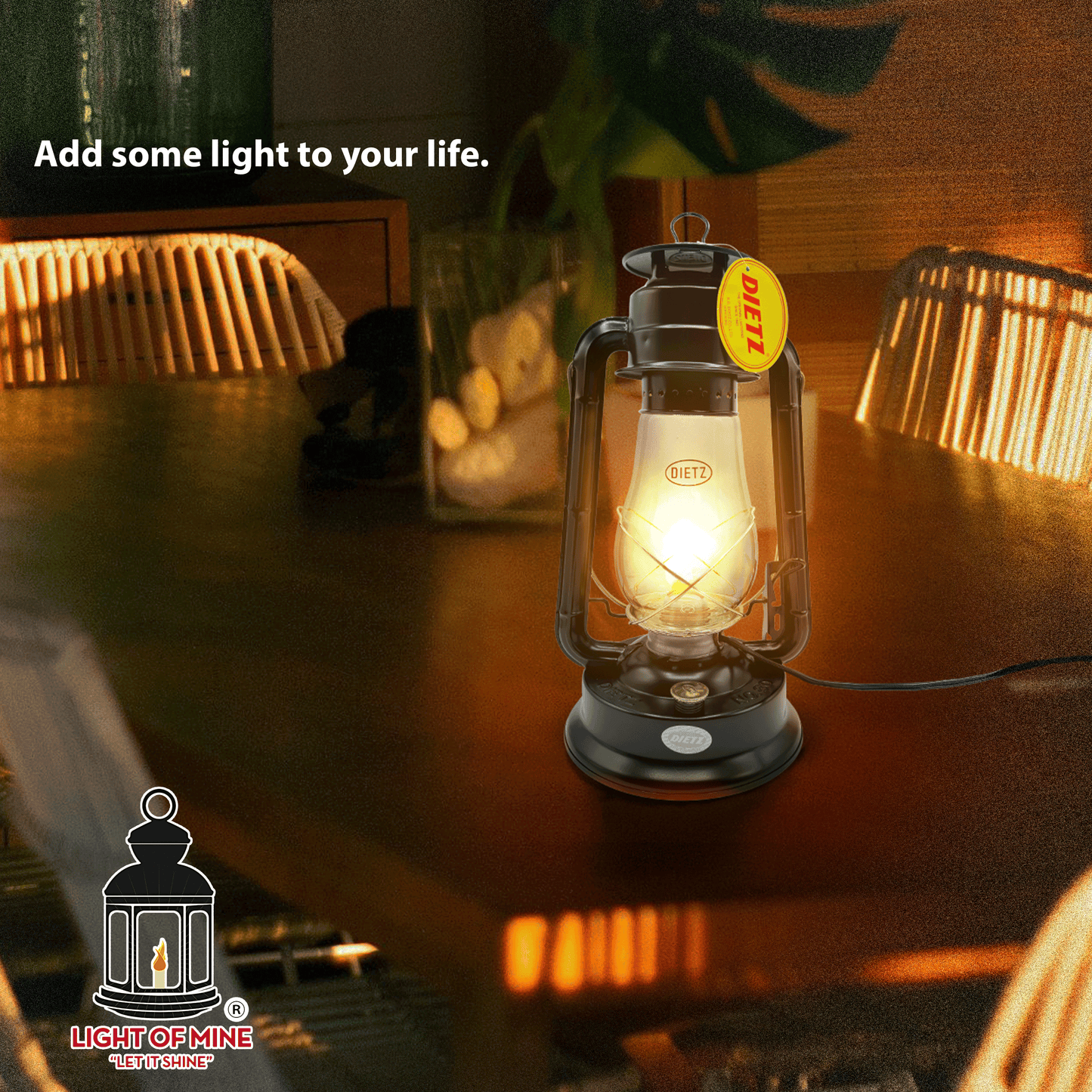 Light Of Mine - Dietz #80 Blizzard Black with Gold Trim Oil Lantern with 7/8" Replacement Wick Strips and Conversion Kit for Electric Burner (Black with Gold Trim, Electric)