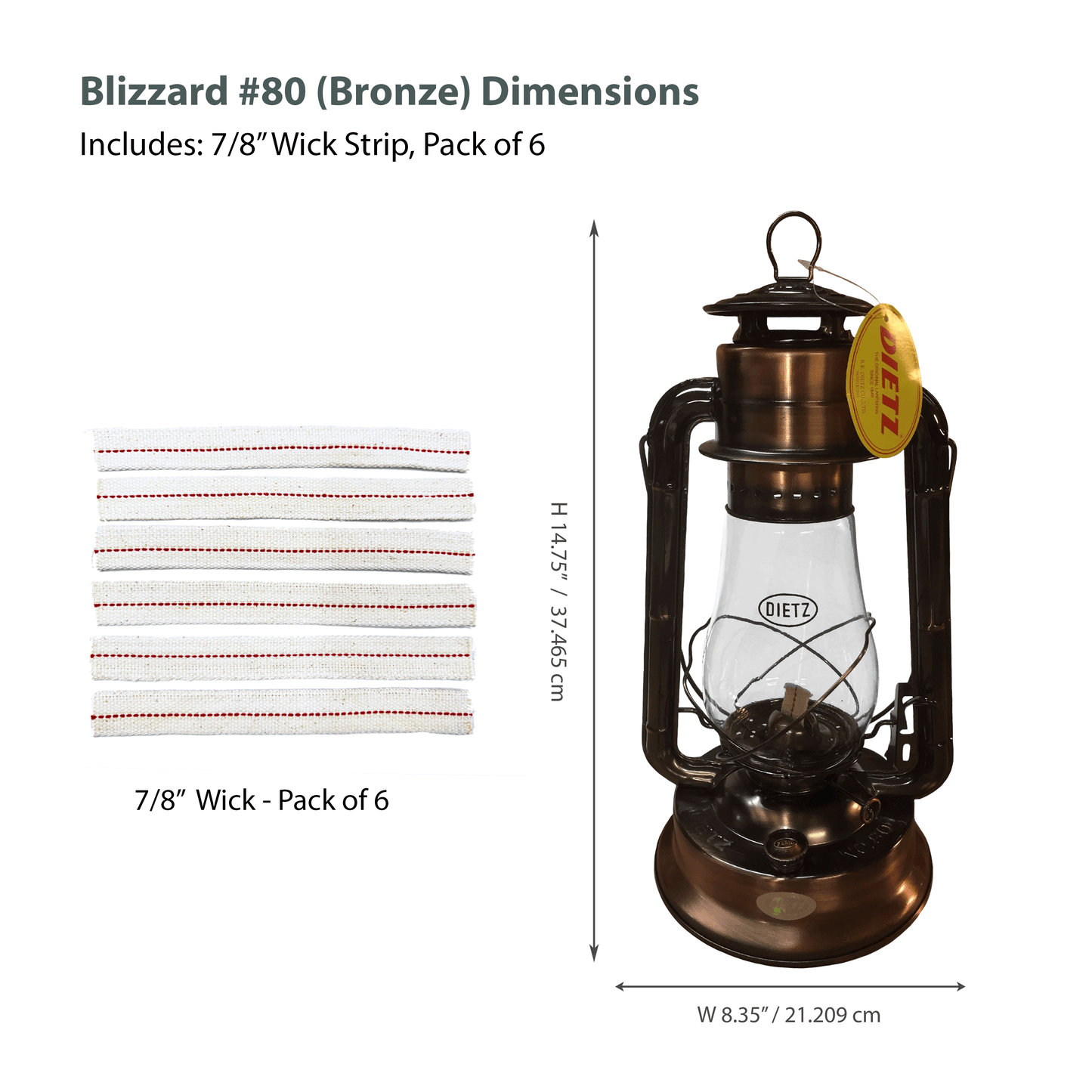 Light Of Mine - Dietz #80 Blizzard Bronze Oil Lantern with Replacement Wick Strips (Bronze)