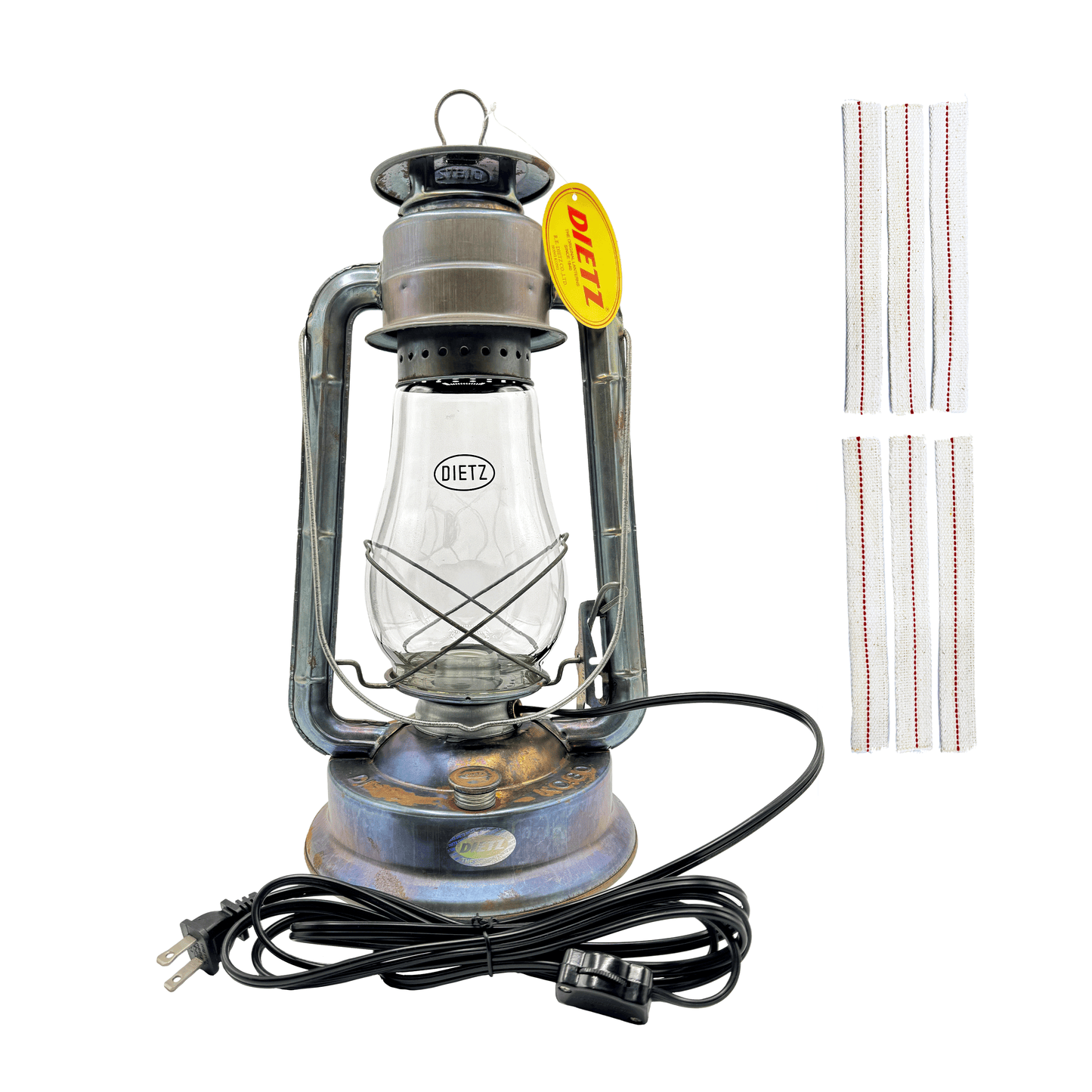 Light Of Mine - Dietz #80 Blizzard Unfinished Oil Lantern with 7/8" Replacement Wick Strips and Conversion Kit for Electric Burner (Unfinished, Electric)