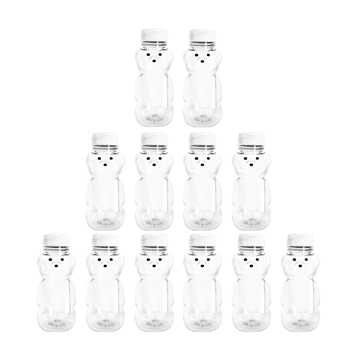 Clearview Containers - 12 Pack of 8 Ounce Honey Bears with Sealable White Flip Top Lids (8 oz. Bear, 12pk, White)