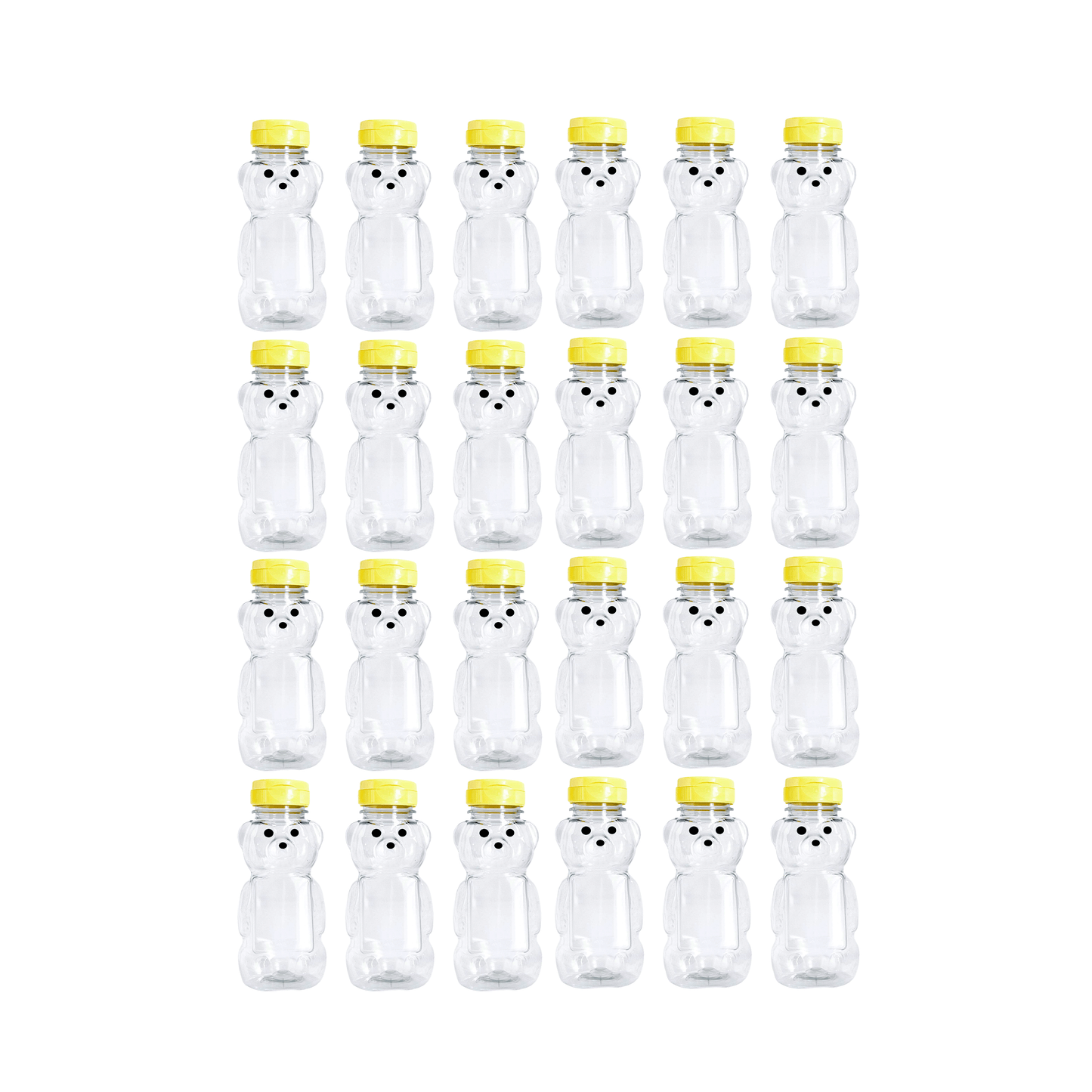 Clearview Containers - 24 Pack of 8 Ounce Honey Bears with Sealable Yellow Flip Top Lids (8 oz. Bear, 24pk, Yellow)