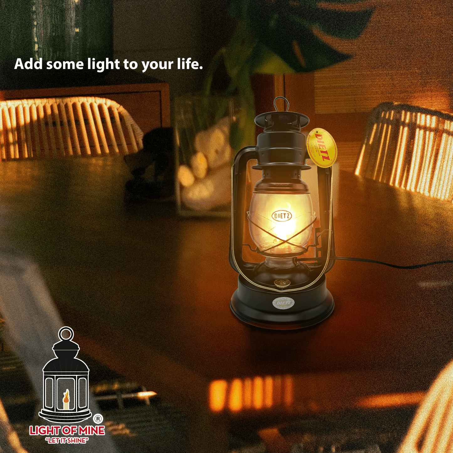 Light Of Mine - Dietz #90 D-Lite Black with Gold Trim Oil Lantern with 7/8" Replacement Wick Strips and Conversion Kit for Electric Burner (B & G, Electric)