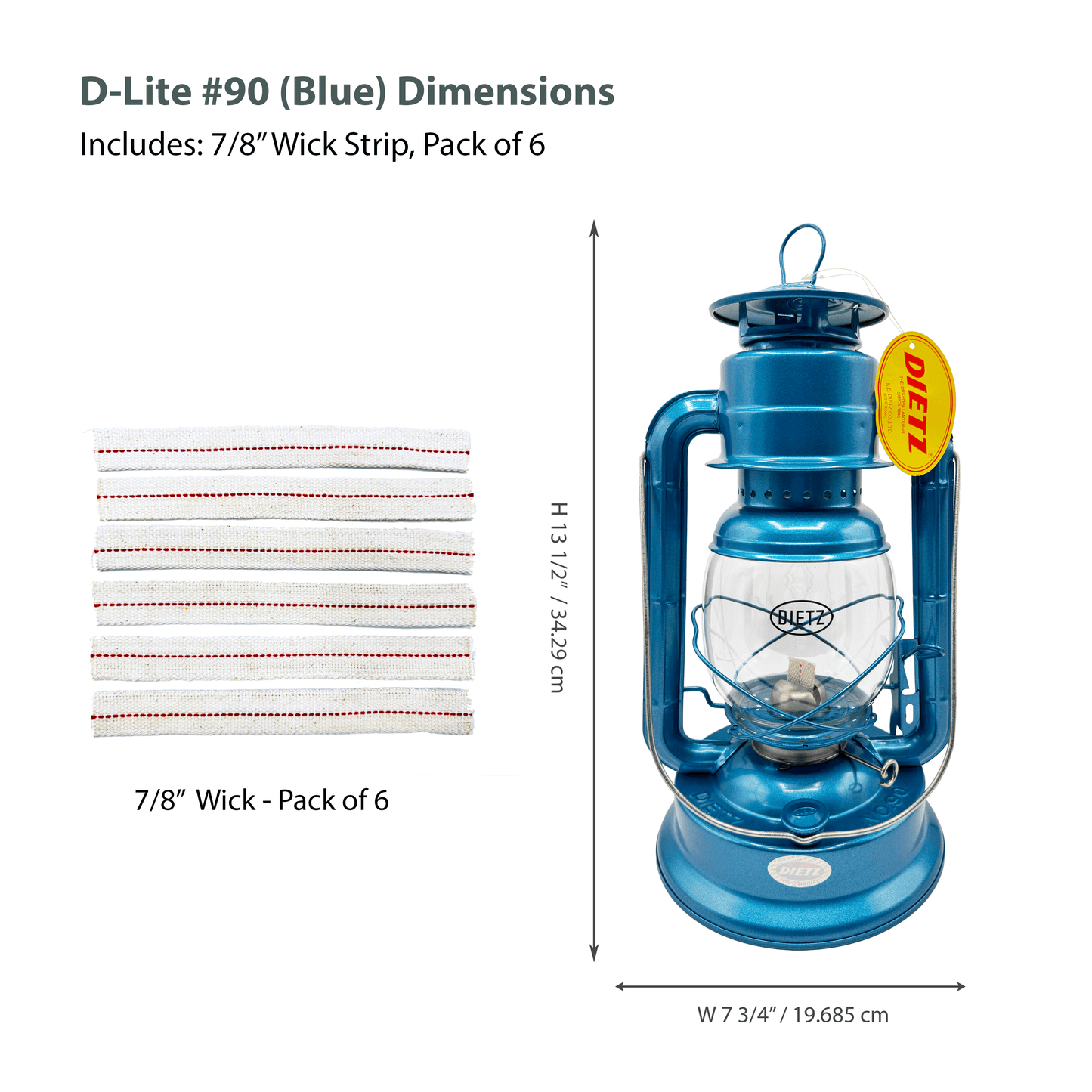 Light Of Mine - Dietz #90 D-Lite Blue Oil Lantern with 7/8" Replacement Wick Strips (#90 Blue)