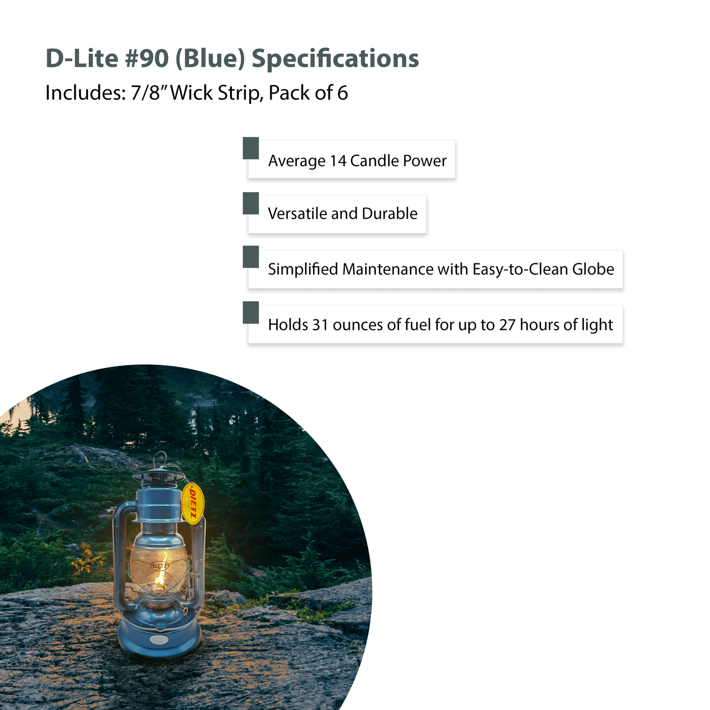 Light Of Mine - Dietz #90 D-Lite Blue Oil Lantern with 7/8" Replacement Wick Strips (#90 Blue)