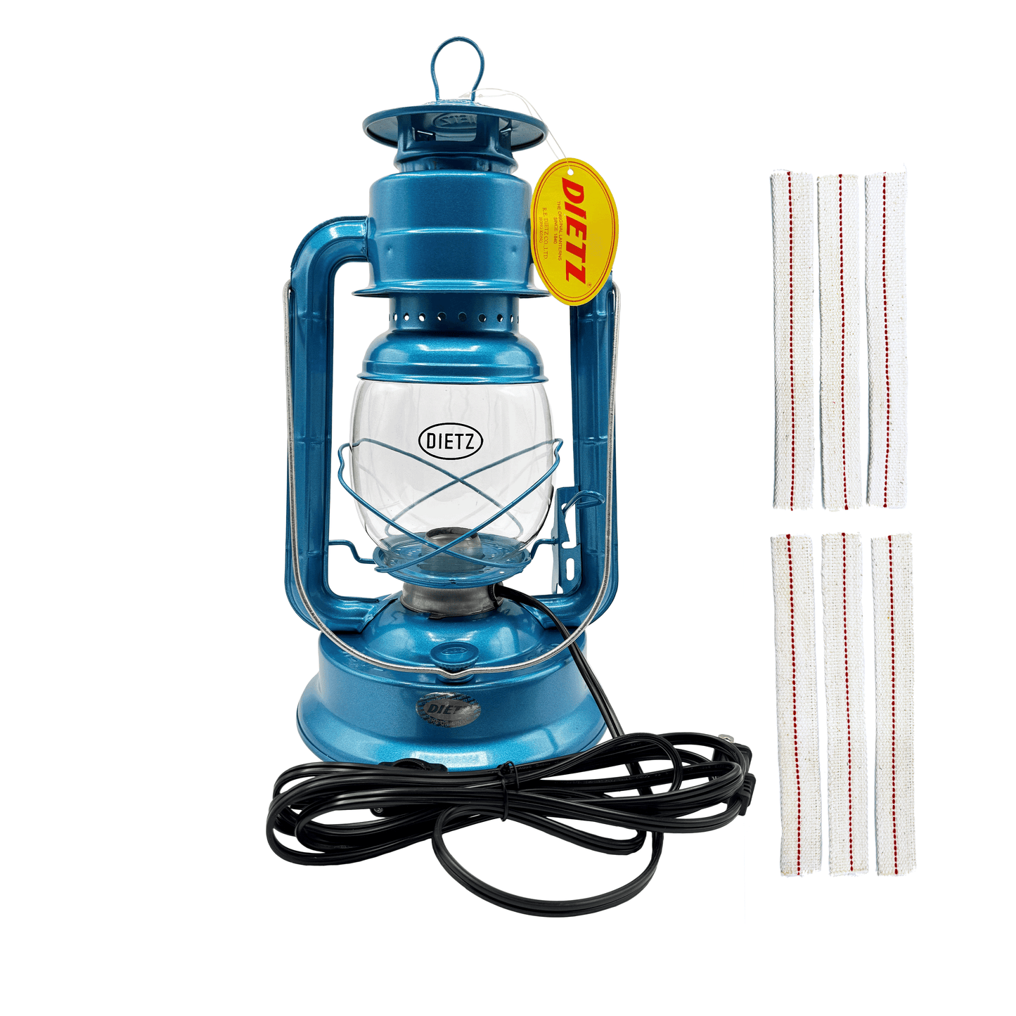 Light Of Mine - Dietz #90 D-Lite Blue Oil Lantern with 7/8" Replacement Wick Strips and Conversion Kit for Electric Burner (#90 Blue, Electric)