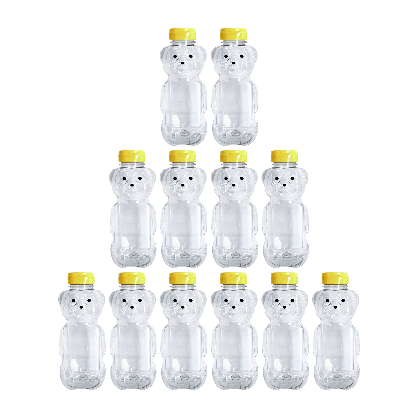 Clearview Containers - 12 Pack of 24 Ounce Honey Bears with Sealable Yellow Flip Top Lids (24 oz. Bear, 12pk, Yellow)