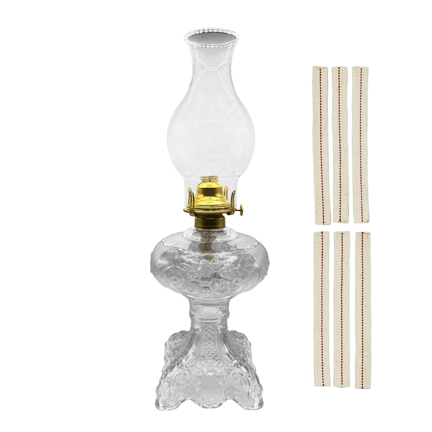 Light of Mine - Princess Feather Clear Oil Lamp Assembly with Replacement 100% Cotton 3/4" Wick Strips