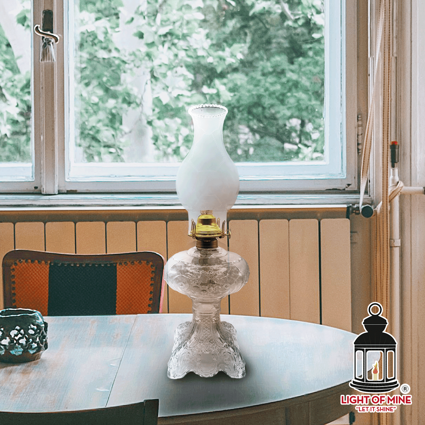 Light of Mine - Princess Feather Clear Oil Lamp Assembly with Replacement 100% Cotton 3/4" Wick Strips