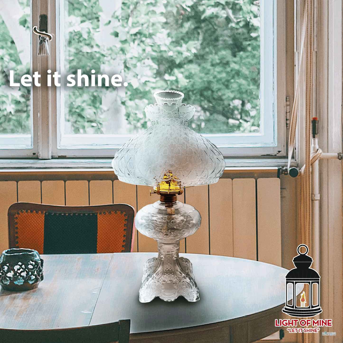 Light of Mine - Princess Feather Oil Lamp Replacement 10" Clear Quilted Shade