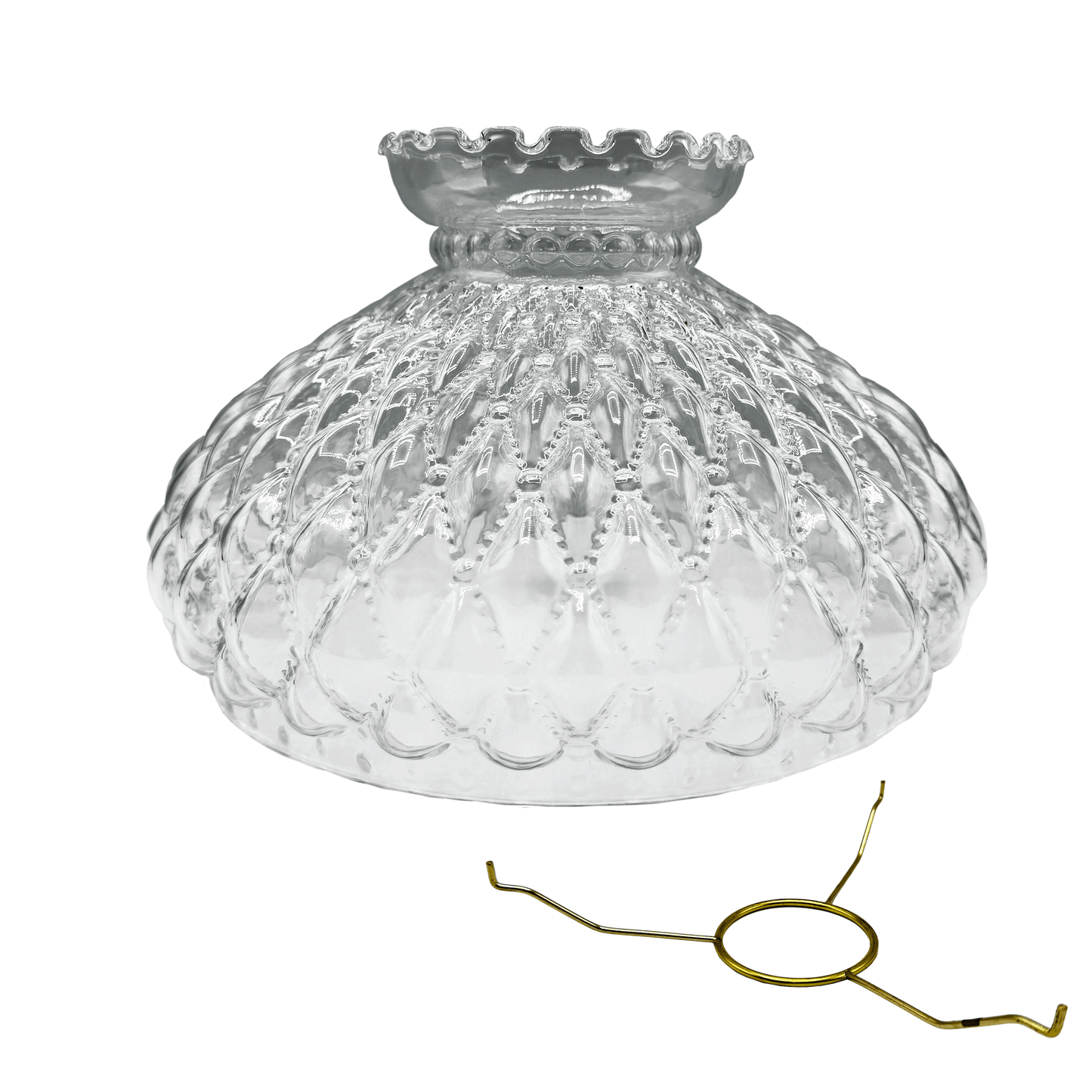 Light of Mine - Princess Feather Oil Lamp Replacement Kit Including 10" Clear Quilted Shade and 10" Round Tripod