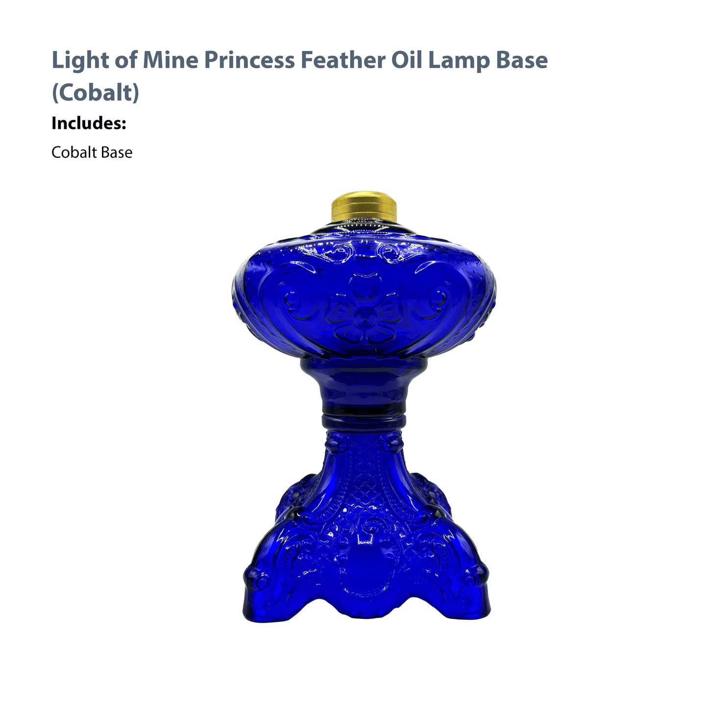 Light of Mine - Princess Feather Oil Lamp Replacement Cobalt Base (Base Only)