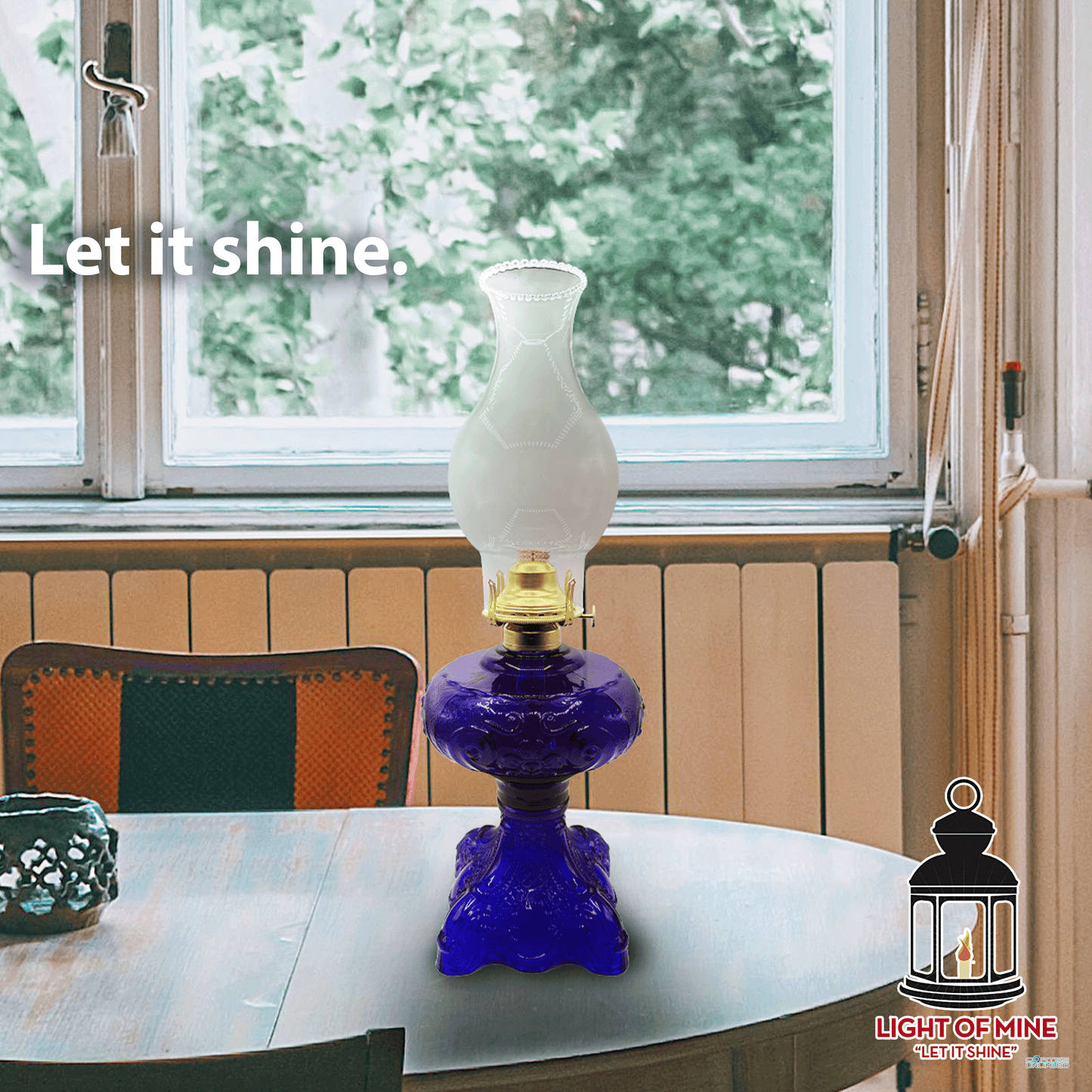 Light of Mine - Princess Feather Oil Lamp Replacement Cobalt Base (Base Only)