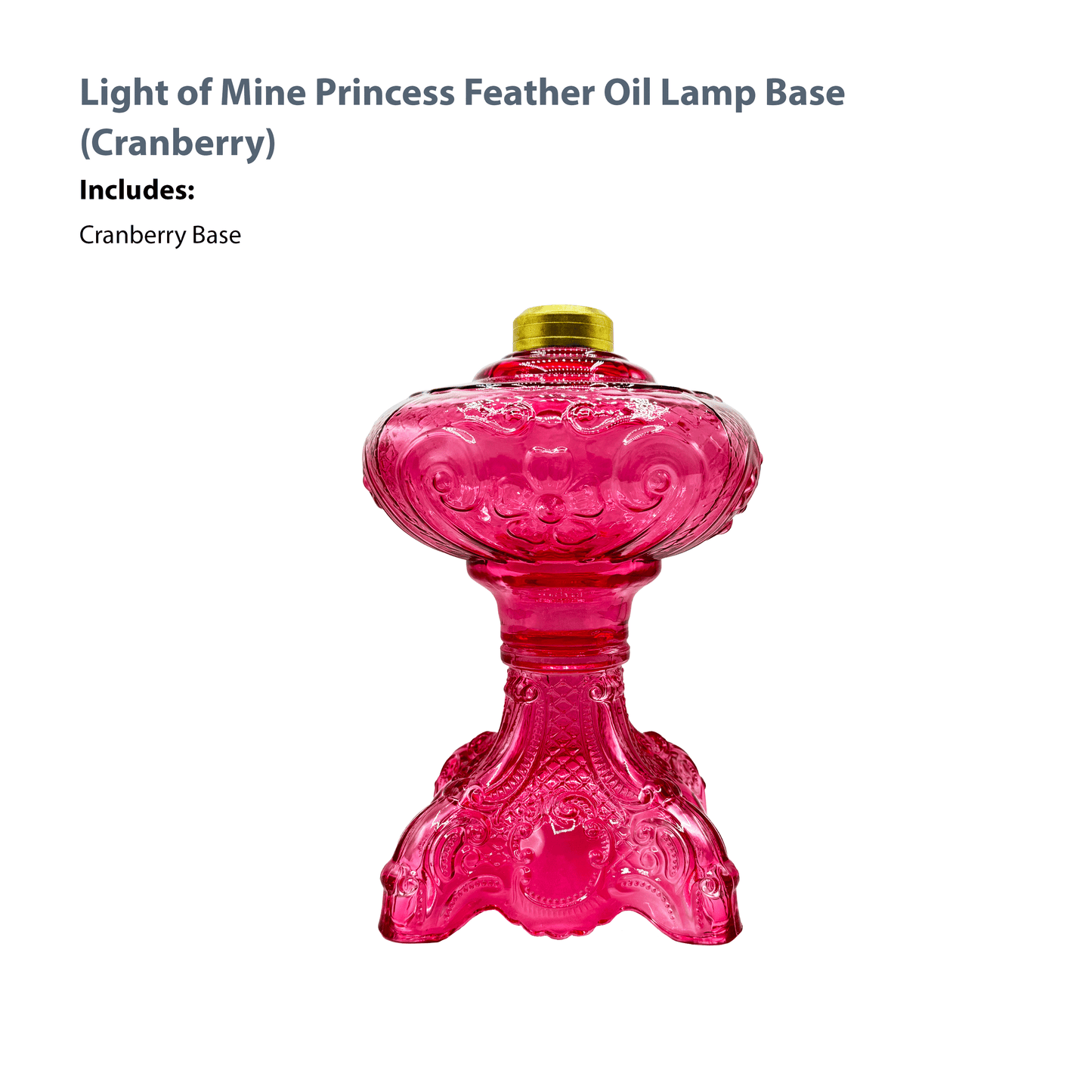 Light of Mine - Princess Feather Oil Lamp Replacement Cranberry Base (Base Only)