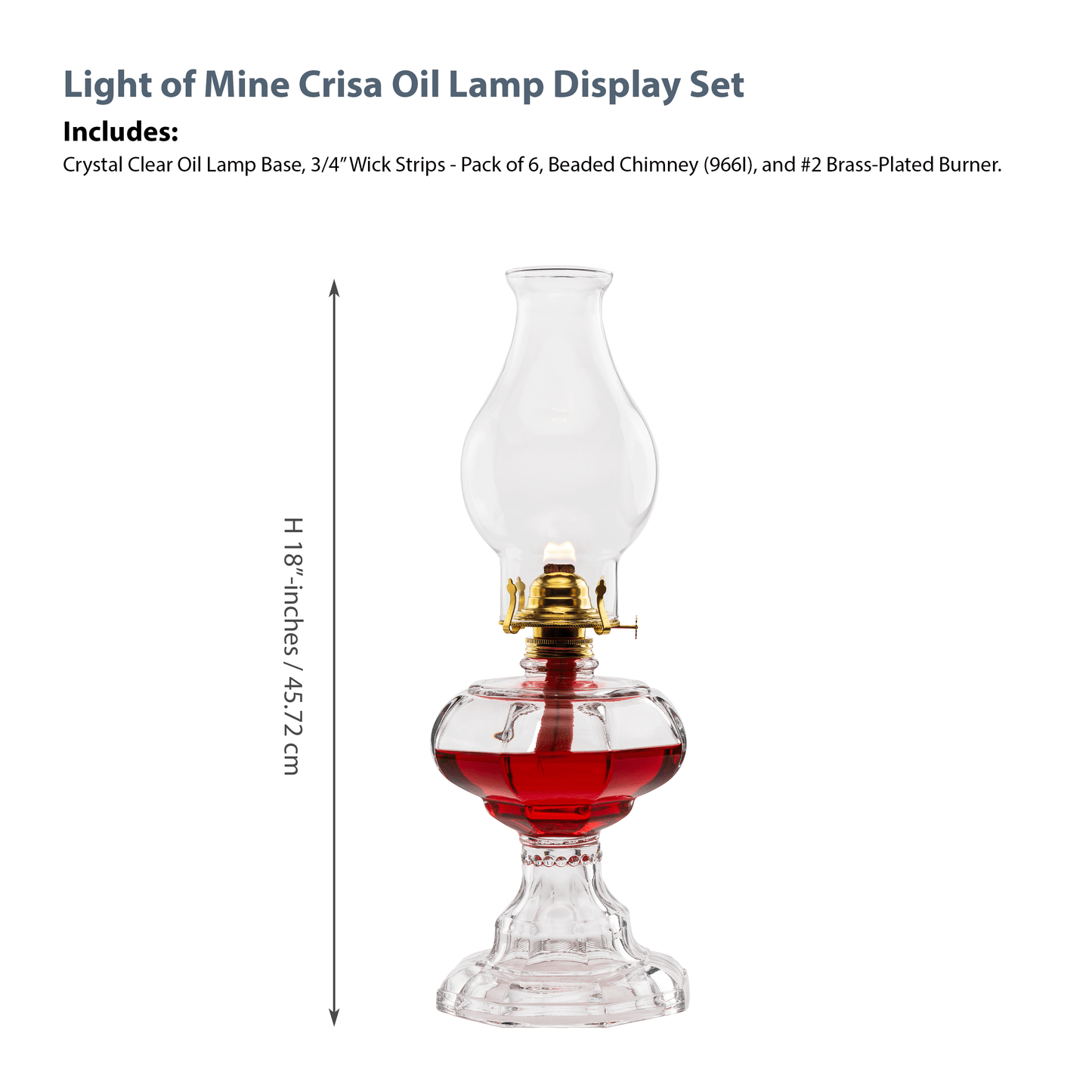 Light of Mine - Crisa 18" High Oil Lamp | Camping Lantern with 3/4" Wick strips - Pack of 6
