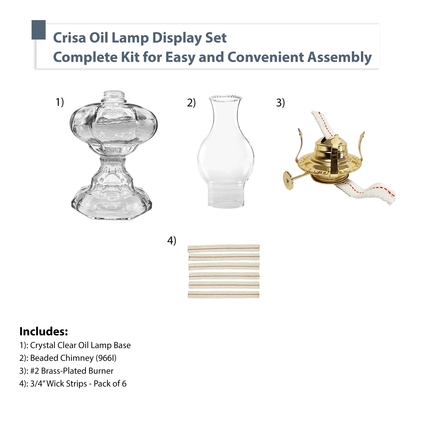 Light of Mine - Crisa 18" High Oil Lamp | Camping Lantern with 3/4" Wick strips - Pack of 6