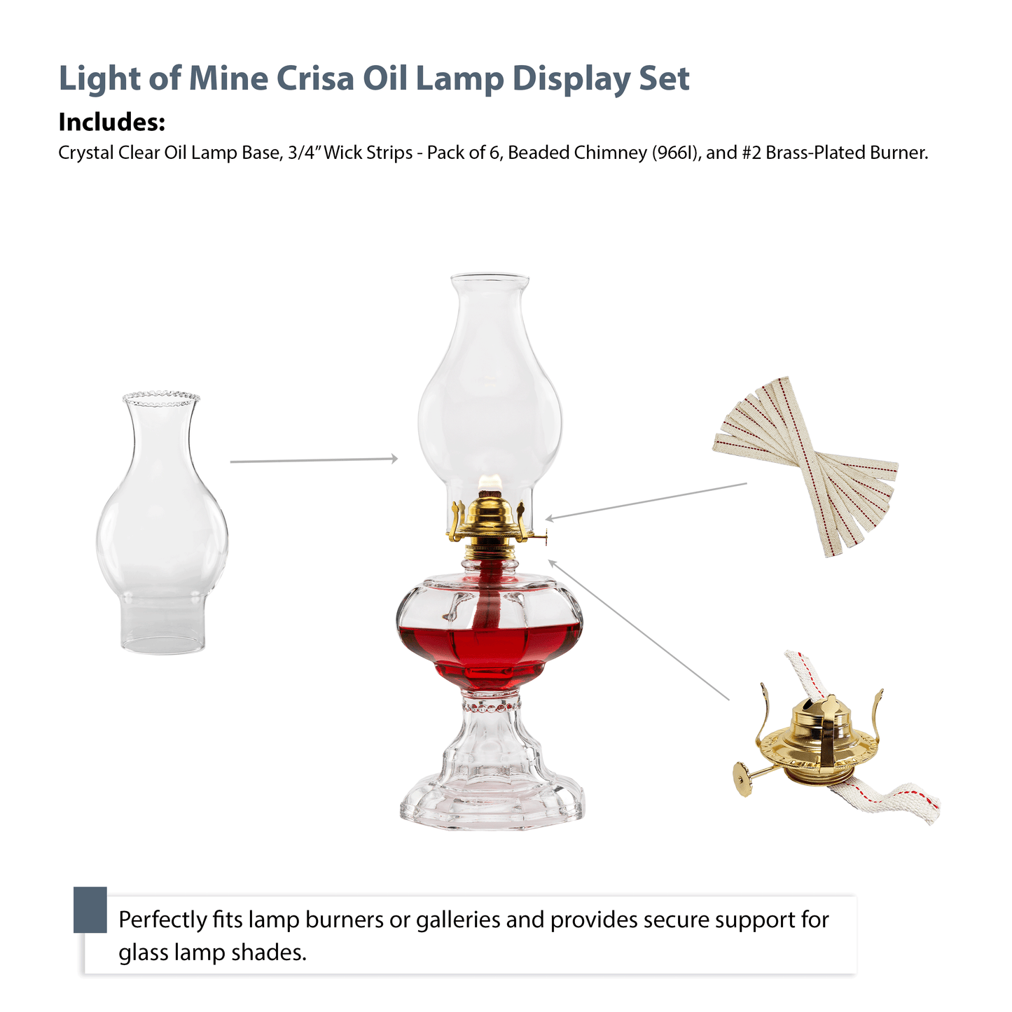 Light of Mine - Crisa 18" High Oil Lamp | Camping Lantern with 3/4" Wick strips - Pack of 6