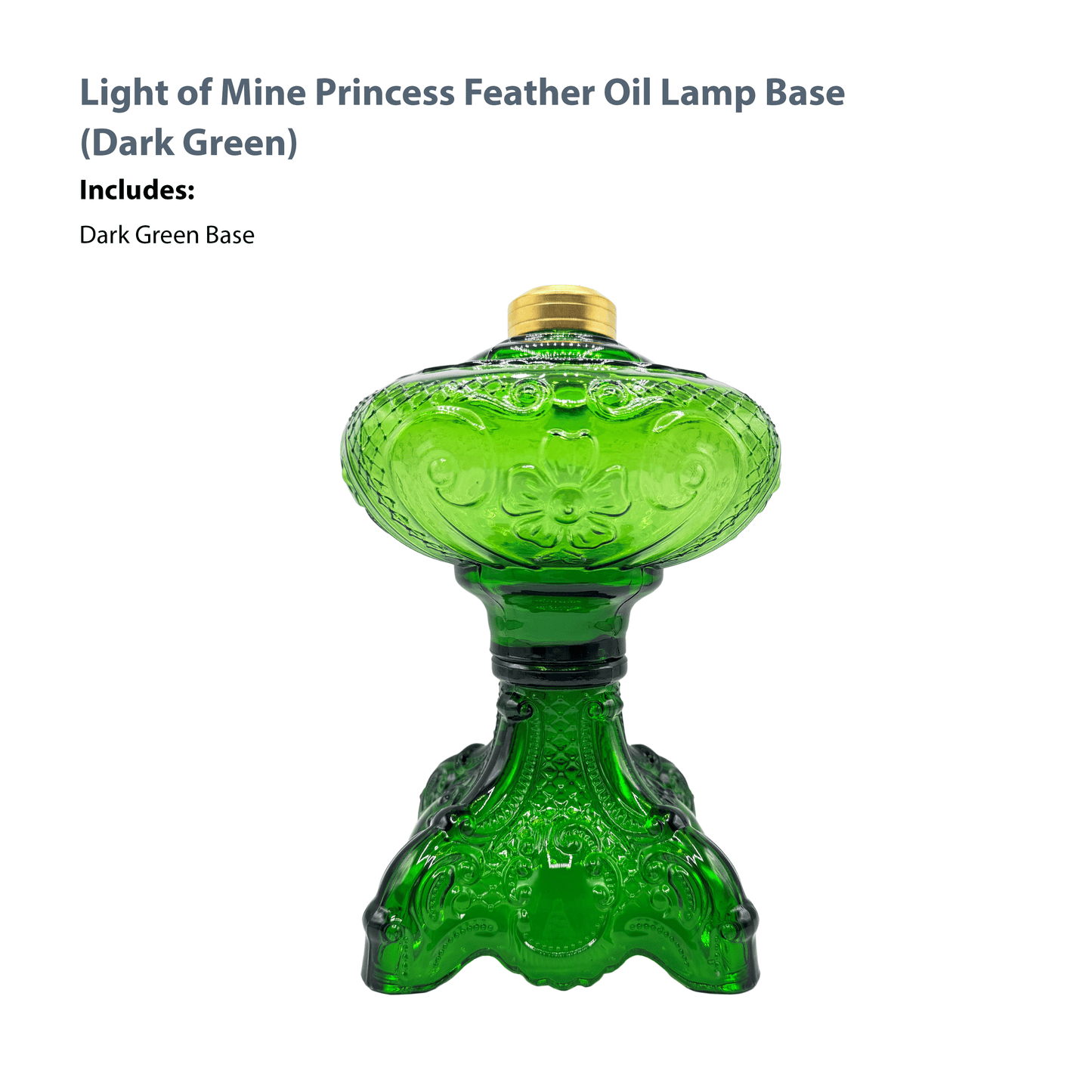 Light of Mine - Princess Feather Oil Lamp Replacement Dark Green Base (Base Only)