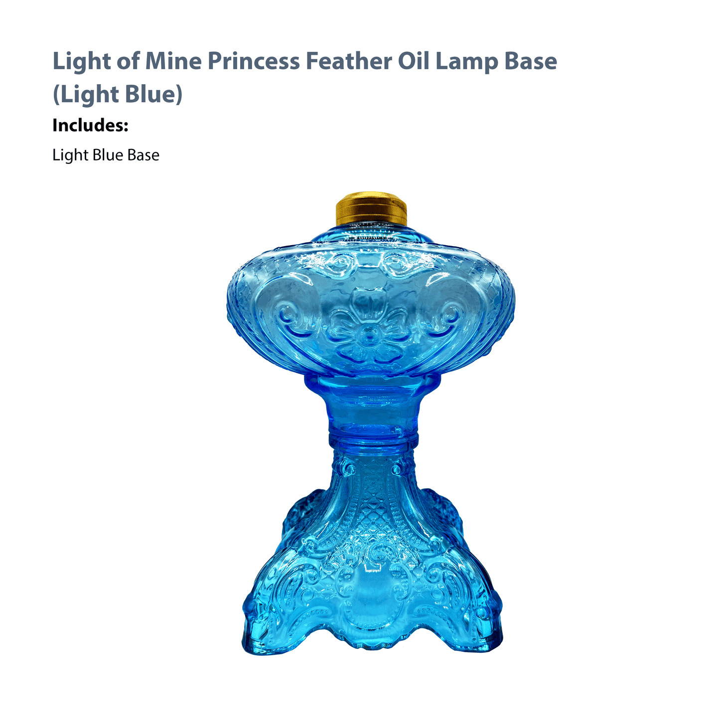 Light of Mine - Princess Feather Oil Lamp Replacement Light Blue Base (Base Only)