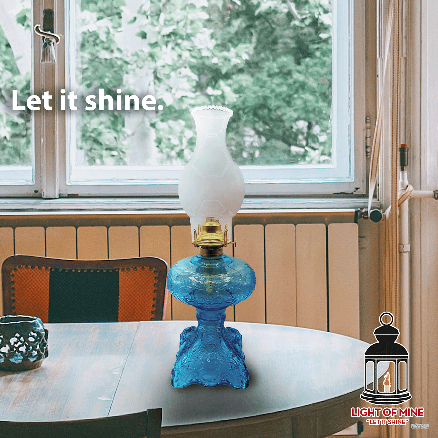 Light of Mine - Princess Feather Oil Lamp Replacement Light Blue Base (Base Only)