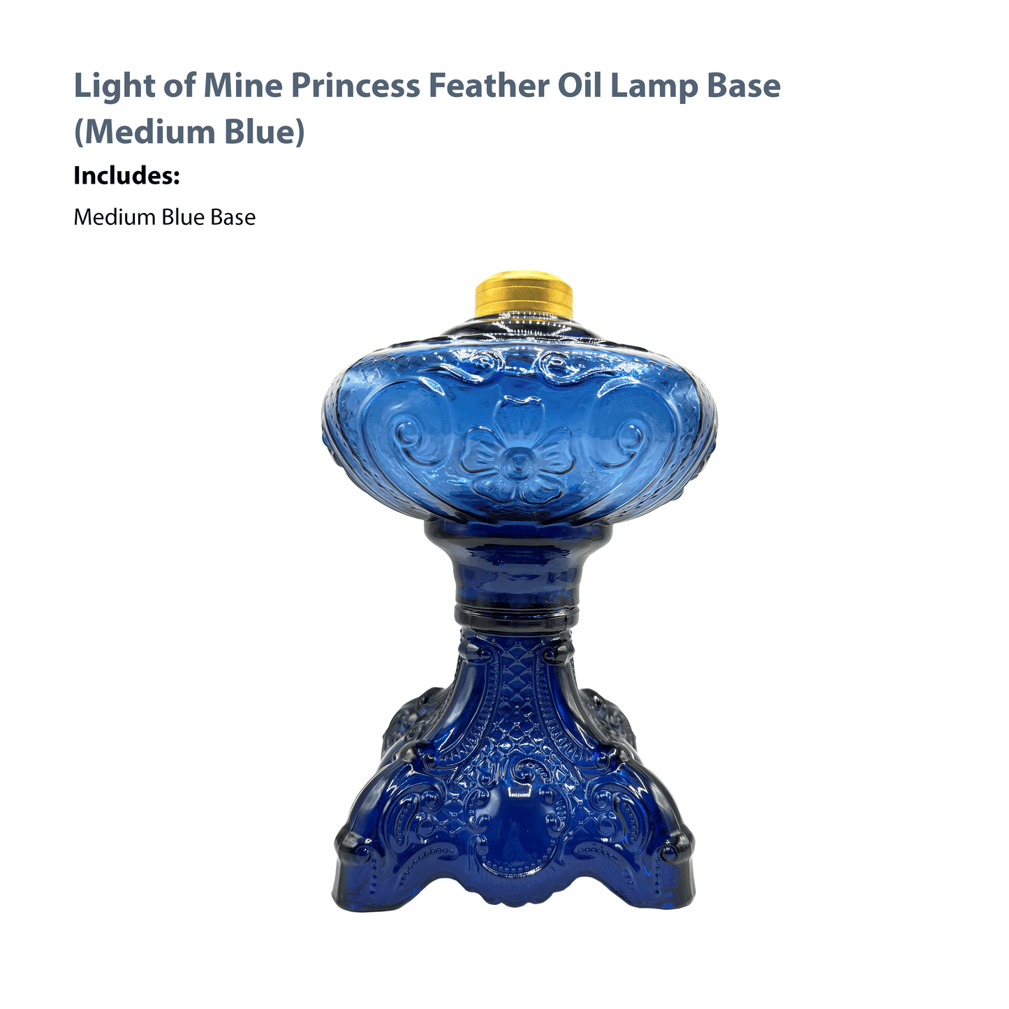 Light of Mine - Princess Feather Oil Lamp Replacement Medium Blue Base (Base Only)