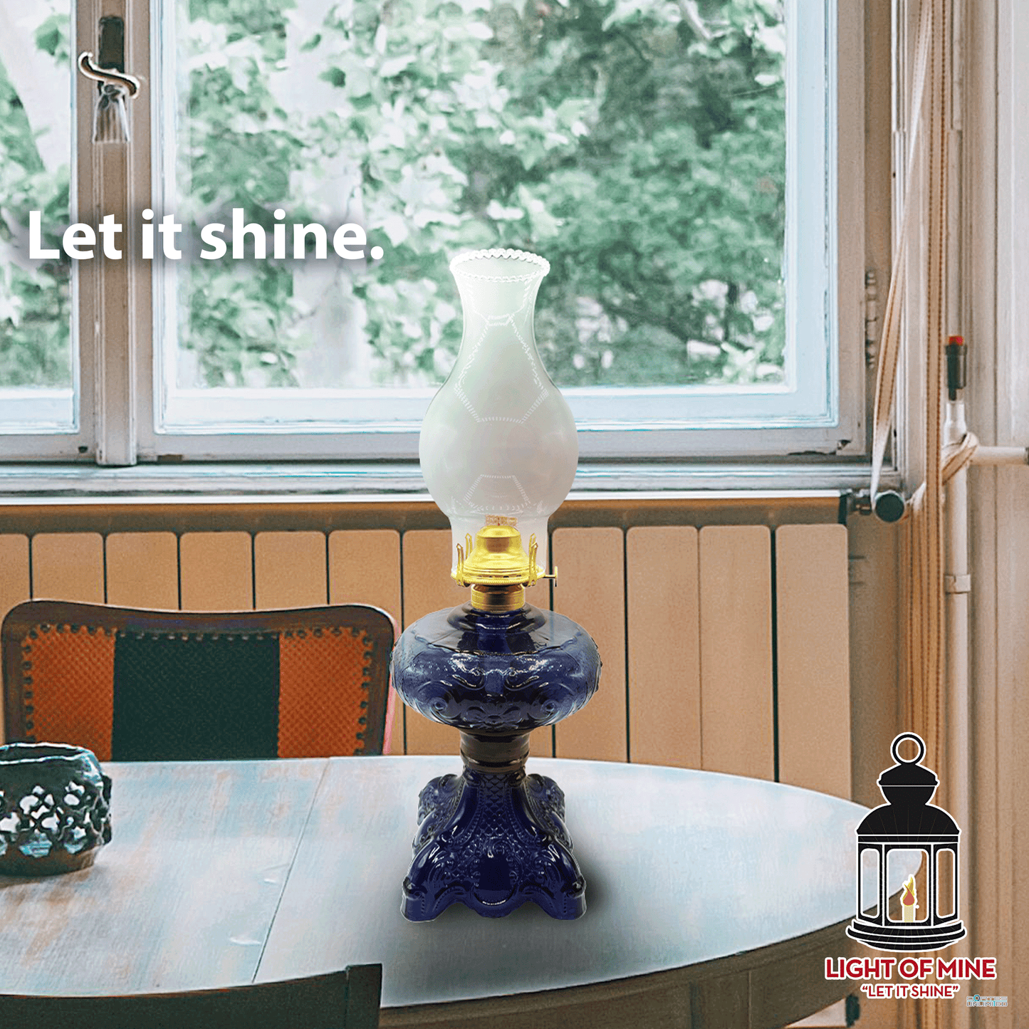 Light of Mine - Princess Feather Oil Lamp Replacement Medium Blue Base (Base Only)