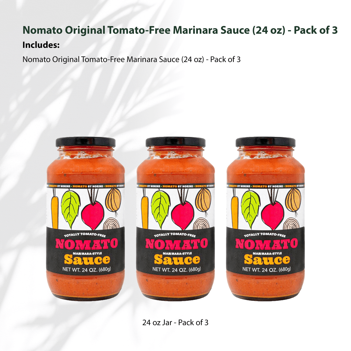 Nomato - 3 Pack of Original Tomato Free Marinara Sauce (24 oz) - Tomato Free, Gluten Free, Nut Free and Dairy Free (Marinara, 3 Pack)