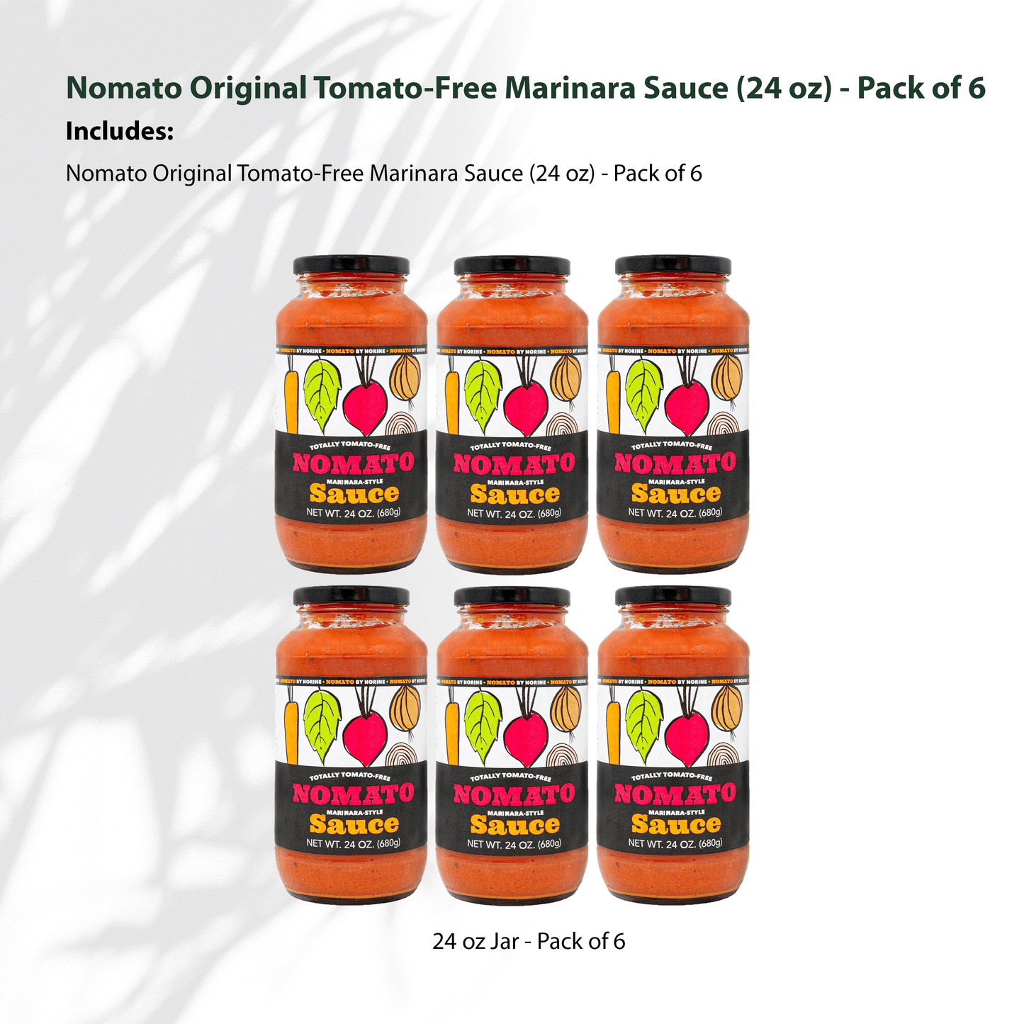 Nomato - 6 Pack of Original Tomato Free Marinara Sauce (24 oz) - Tomato Free, Gluten Free, Nut Free and Dairy Free (Marinara, 6 Pack)