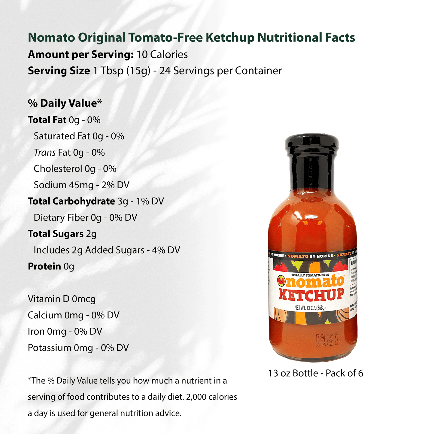 Nomato - 6 Pack of Original Tomato Free Ketchup Sauce (13 oz) - Tomato Free, Gluten Free, Nut Free and Dairy Free (Ketchup, 6 Pack)