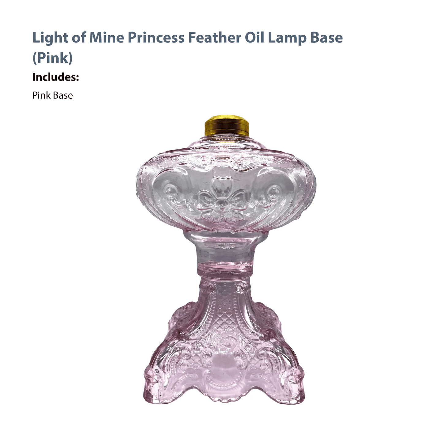 Light of Mine - Princess Feather Oil Lamp Replacement Pink Base (Base Only)