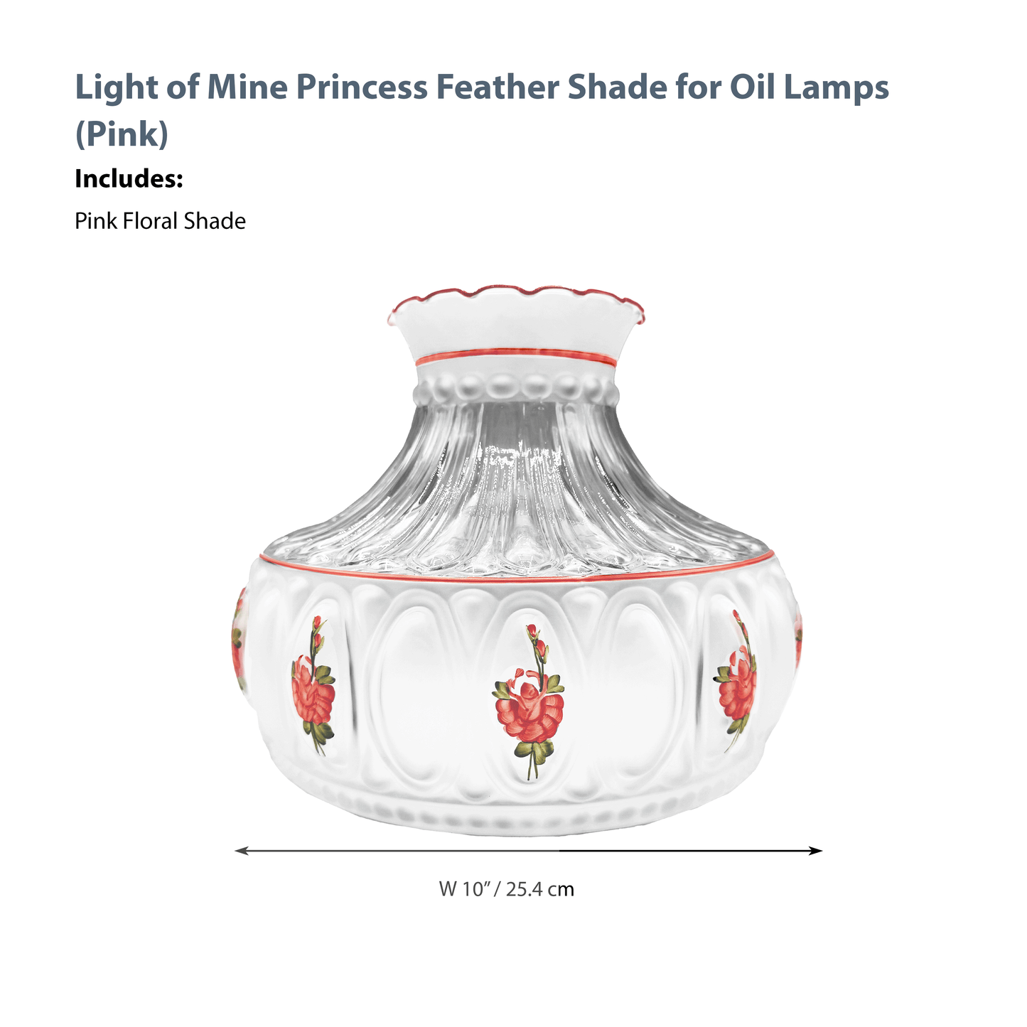 Light of Mine - Princess Feather Oil Lamp Replacement 10" Pink Floral Shade