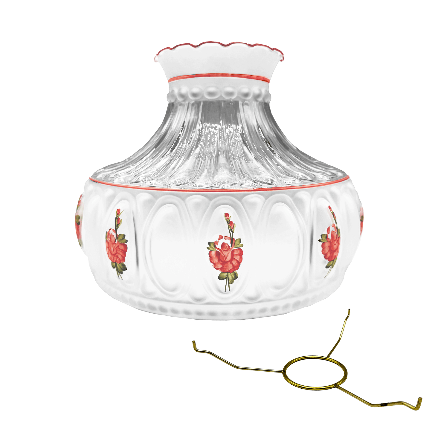 Light of Mine - Princess Feather Oil Lamp Replacement Kit Including 10" Pink Floral Shade and 10" Round Tripod