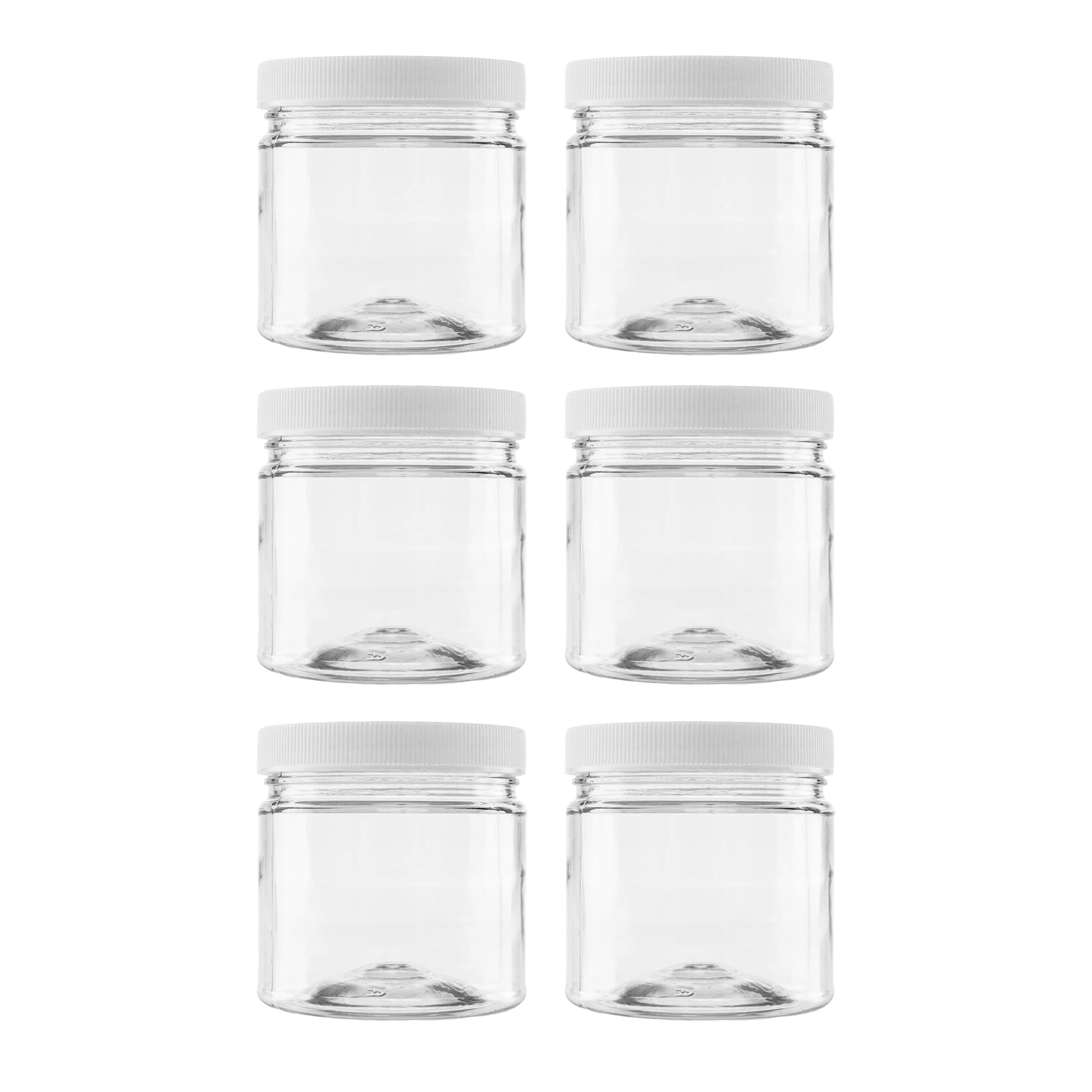 Clearview Containers - 6 Pack of 8 Ounce Plastic 1 Cup Jars with 70RM Leak Proof Seal Lid - Food Grade and BPA Free (8oz, 6pk)