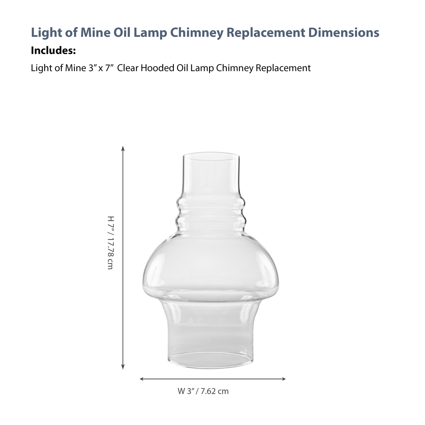 Light of Mine - 3" x 7" Hooded Oil Lamp Replacement Chimney (3" x 7")