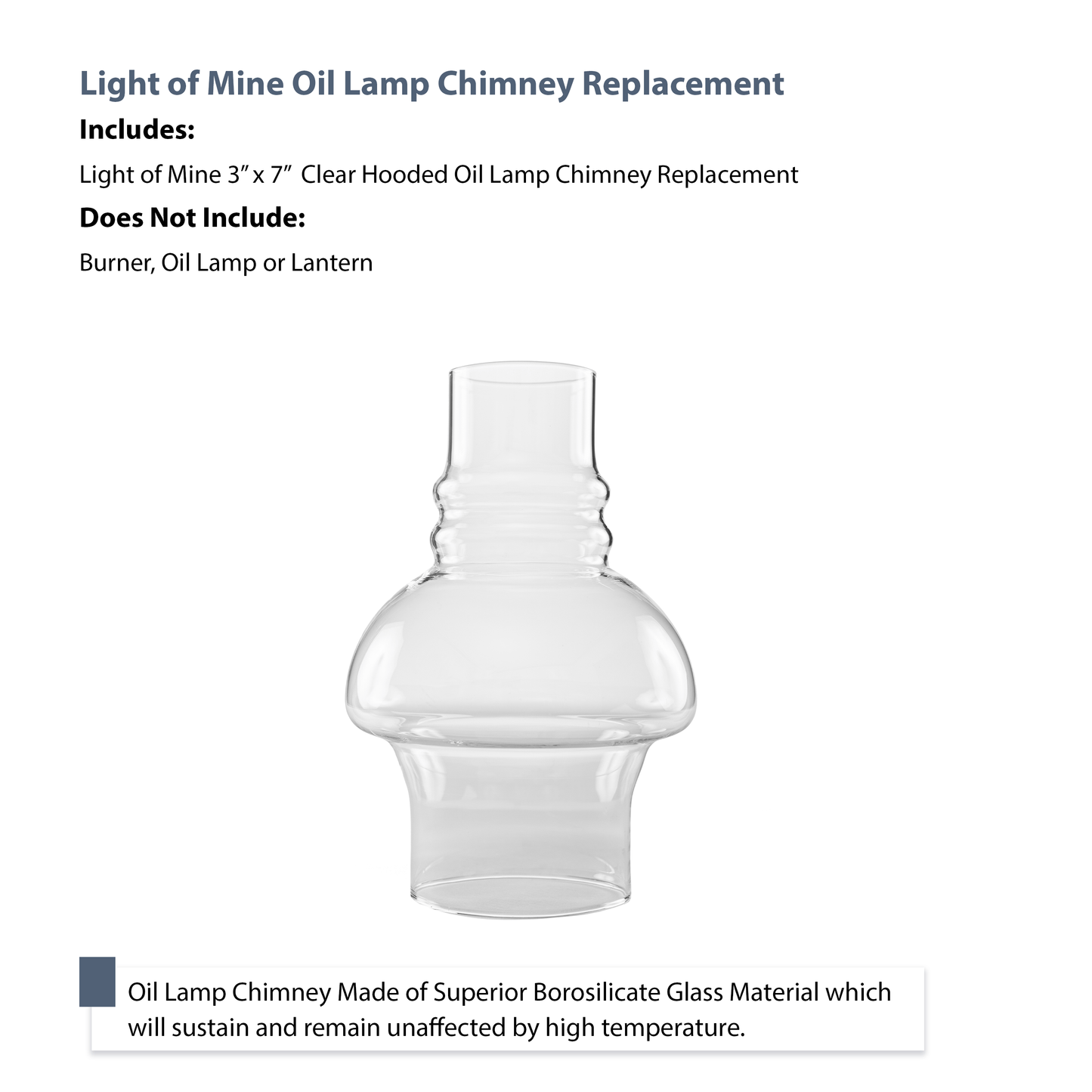 Light of Mine - 3" x 7" Hooded Oil Lamp Replacement Chimney (3" x 7")