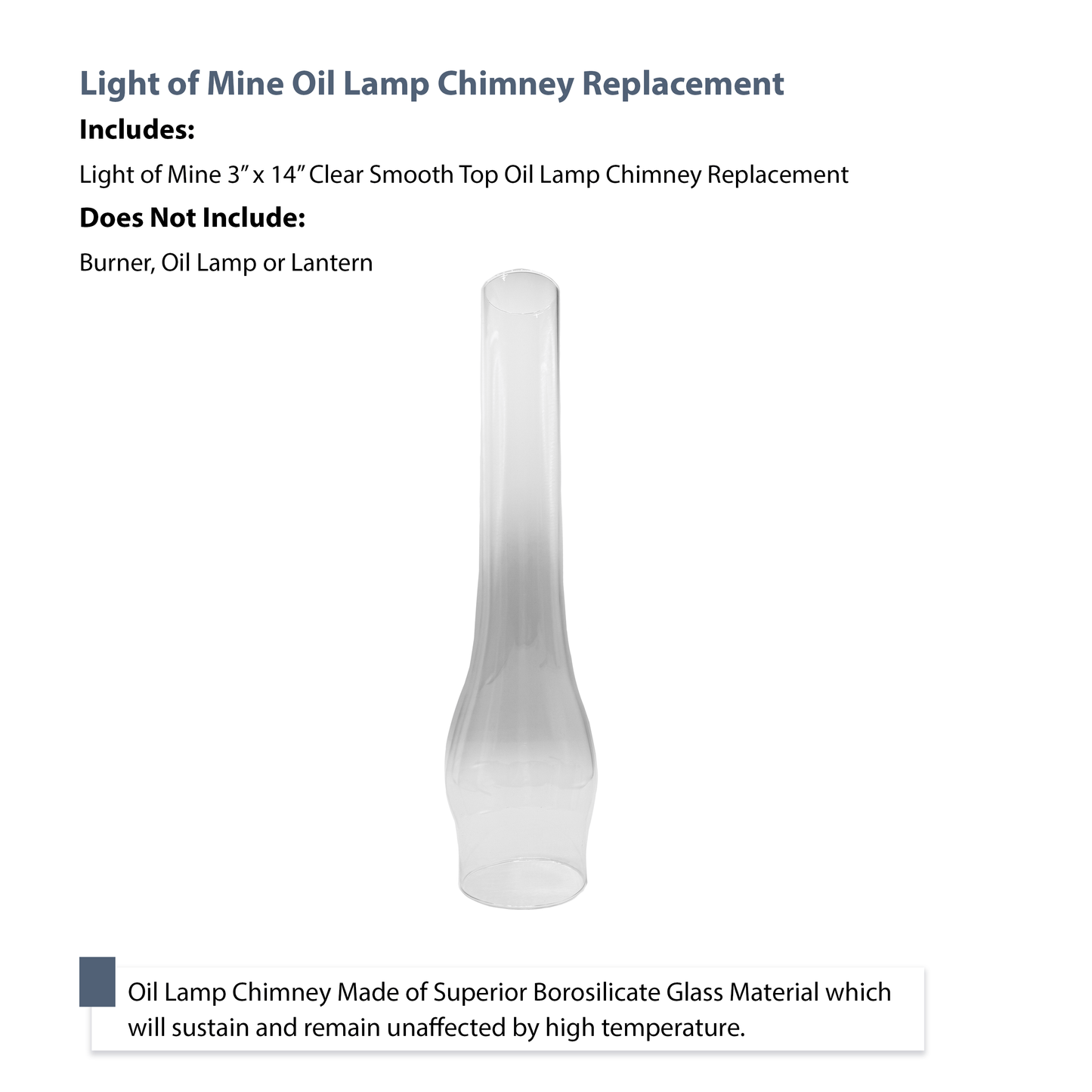 Light of Mine Replacement Glass Chimneys (3" x 14")