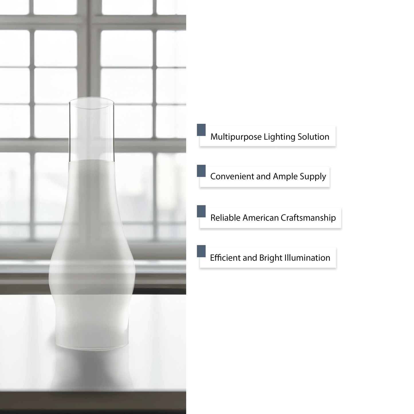 Light of Mine - 3" x 10" Slim Replacement Chimney with 3/4 of the Chimney Frosted for Oil Lamps (3" x 10" Frosted)