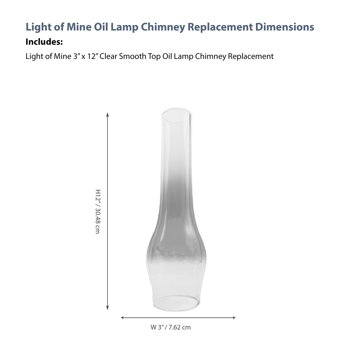 Light of Mine - 3" x 12" Oil Lamp Replacement Chimney (3" x 12")