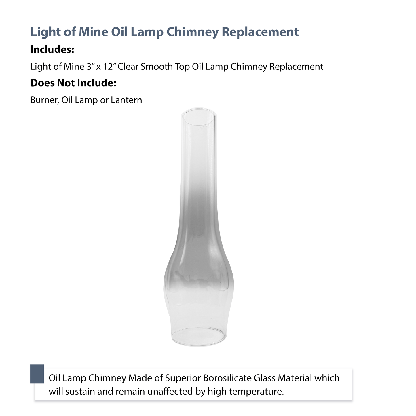 Light of Mine - 3" x 12" Oil Lamp Replacement Chimney (3" x 12")